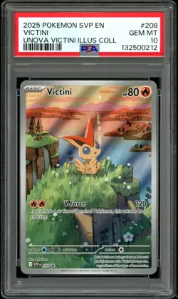 PSA 10 GEM MINT Victini 208 Promo Illustration Collection Pokemon Card - Image 1
