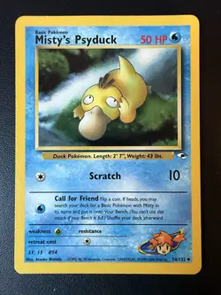 Misty's Psyduck 54/132 Uncommon Gym Heroes Pokemon Card - Image 1