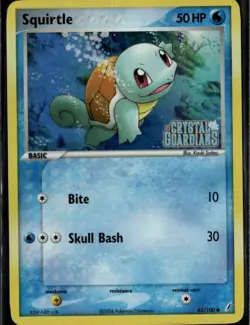 Squirtle 063/100 Common Crystal Guardians 63/100 Water Reverse Holo Pokemon Card - Image 1