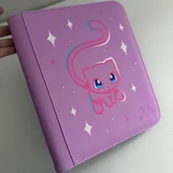 Mew Hand Painted Pokemon TCG Card Top Loader Binder 128 Capacity New - Image 3