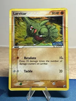 Larvitar 61/115 EX Unseen Forces Stamped Reverse Holo Pokemon Card DMG - Image 1