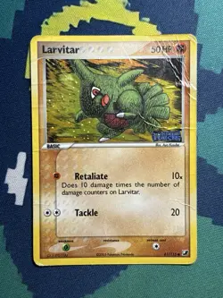 Larvitar 61/115 EX Unseen Forces Stamped Reverse Holo Pokemon Card DMG - Image 2