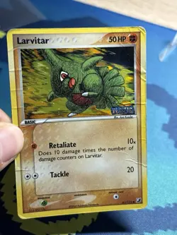 Larvitar 61/115 EX Unseen Forces Stamped Reverse Holo Pokemon Card DMG - Image 3