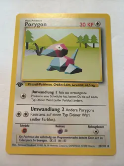 Porygon 39/102 Base Set 1st edition German Pokemon Card - Image 1