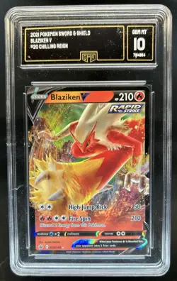 2021 Pokemon SWSH Chilling Reign Blaziken V #020/198 GMA 10 - Image 1