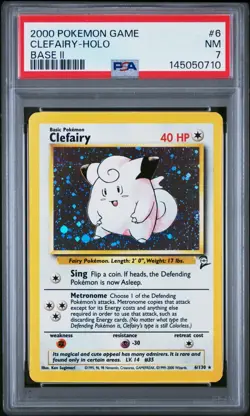 2000 Pokemon Game Base II CLEFAIRY HOLO 6/130 PSA 7 NM - Image 1