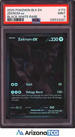 Pokemon 2025 Zekrom ex 172/086 Black White Rare Black Bolt PSA 9 - Image 1
