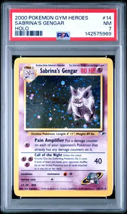 2000 POKEMON GYM HEROES HOLO #14 SABRINA'S GENGAR PSA 7 - Image 1