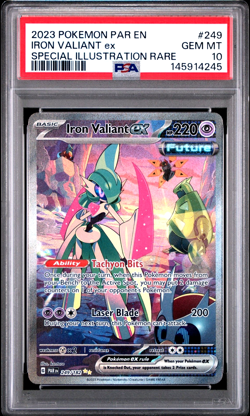 PSA 10 GEM Pokemon SV04 Paradox Rift Iron Valiant ex 249/182 SIR Holo - Image 1