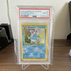 Pokemon Azumarill Neo Genesis 1st Edition Holo Rare PSA 8 2/111 - Image 1
