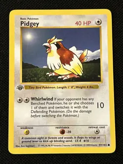 Pokemon Pidgey 057/102 (1st Edition) Base Set (Shadowless) Regular *Near Mint* - Image 1