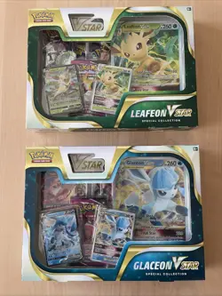 Pokemon TCG Glaceon & Leafeon VStar Special Collection - Packs in Description - Image 1
