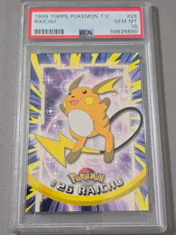 2000 TOPPS POKEMON T.V. #26 RAICHU PSA 10 GEM MINT - Image 1