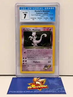 Pokemon 2000 CGC 7 Gym Challenge Unlimited Rocket's Mewtwo Holo 14/132 - Image 1