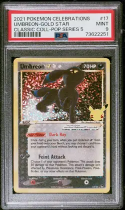 Pokemon TCG Umbreon Star 17/17 Celebrations PSA 9 - Image 1