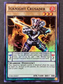 Yu-Gi-Oh TCG #CORE-EN027 Igknight Crusader 1st Edition Super Rare LP - Image 1