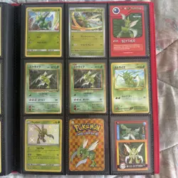 Pokemon TCG Scyther Lot (28 Cards + 3 Stickers + 1 24k Gold Metal Sticker) - Image 1