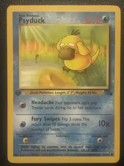 1999 1st Edition Psyduck Nearly Perfect Fossil Edition Pokemon Card 53/62 - Image 1