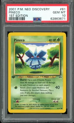 PSA 10 Pineco 1st Edition Neo Discovery 61/75 Pokemon Card - Image 1