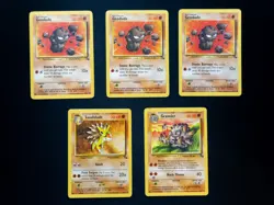 Pokemon 5 Card Fighting Lot Vintage Fossil - Graveler, Sandslash, Geodude -MP/HP - Image 1