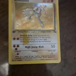 Pokemon TCG Hitmonlee Fossil Rare Holo 7/62 60 HP 50 Attack English 1999 - Image 1