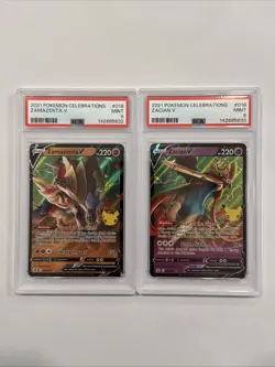 LOT OF 2 SEQUENTIAL PSA 9 CERTS 2021 Pokemon Celebrations Zamazenta V & Zacian V - Image 1