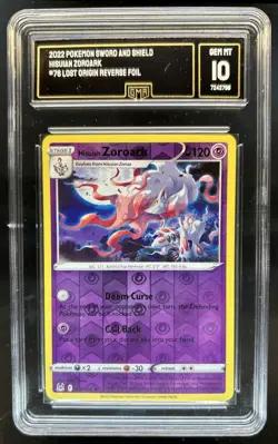 2022 Pokemon SWSH Lost Origin Hisuian Zoroark Reverse Holo #076/196 GMA 10 - Image 1