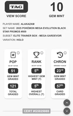 TAG 10 Alakazam 009 Pokemon TCG Mega Evolution Elite Trainer Box Promo - Image 3