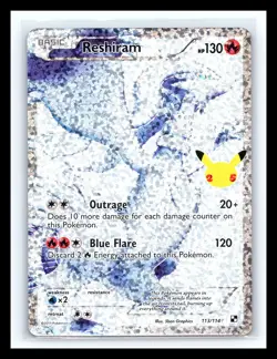 💥 Pokemon TCG Reshiram Full Art Holo 25th Anniversary Celebrations 113/114 - Image 1