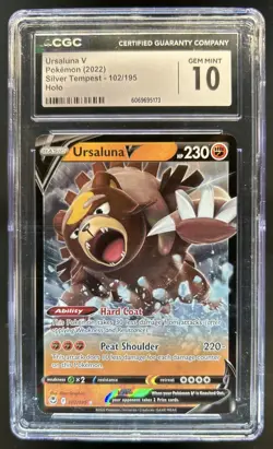 2022 Pokemon SWSH Silver Tempest Ursaluna V Holo #102/195 CGC 10 - Image 1