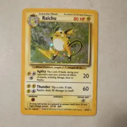 Pokemon Raichu 14/102 Base Set Holo Rare Stage 1 1999 Wizards Copyright 80 HP - Image 1