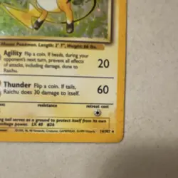 Pokemon Raichu 14/102 Base Set Holo Rare Stage 1 1999 Wizards Copyright 80 HP - Image 3