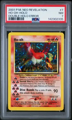 2001 POKEMON NEO REVELATION DOUBLE HOLO ERR #7 HO-OH-HOLO PSA 7 - Image 1