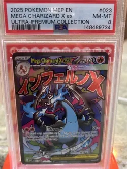 2025 POKEMON MEP EN ULTRA PREMIUM COLLECTION #023 MEGA CHARIZARD X EX PSA 8 - Image 1