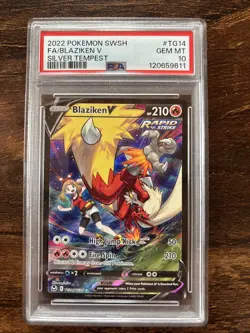 2022 POKEMON SWORD & SHIELD SILVER TEMPEST #TG14 FULL ART/BLAZIKEN V PSA 10 - Image 1