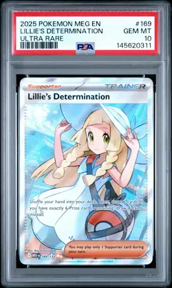 2025 POKEMON MEG EN-MEGA EVOLUTION ULTRA RARE #169 LILLIE'S DETERMINATION PSA 10 - Image 1