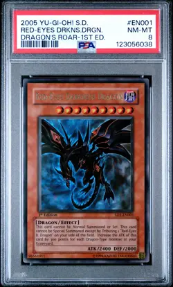2005 YU-GI-OH! STRUCTURE DECK DRAGON'S ROAR RED-EYES DARKNESS DRAGON PSA 8 - Image 1