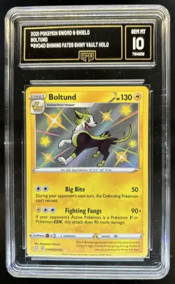 2021 Pokemon SWSH Shining Fates Boltund Shiny Vault #SV040/SV122 GMA 10 - Image 1