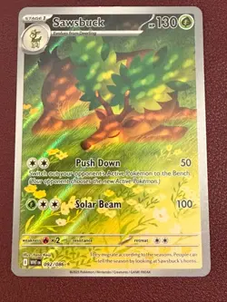 Pokemon Sawsbuck SV11W White Flare Illustration Rare Holo 092/086 - Image 1