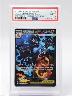 MEGA CHARIZARD X EX 2025 POKEMON SPECIAL ILLUSTRATION RARE 125/094 PSA 9 Q0878 - Image 1