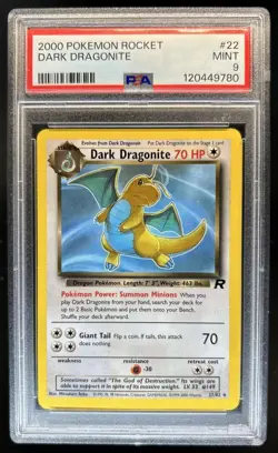 2000 Pokemon Team Rocket Dark Dragonite #22/82 PSA 9 - Image 1
