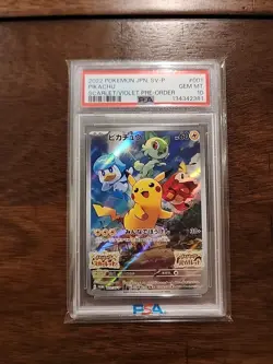 2022 Pokemon JPN. SV-P Pikachu Pre-Order Promo PSA GEM MT 10 - Image 1