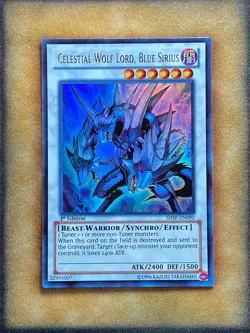 Yugioh Celestial Wolf Lord, Blue Sirius SHSP-EN090 Ultra Rare 1st Ed NM - Image 1
