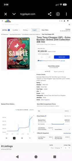 Tony Tony Chopper OP08-01 Two Legends EB 2 Anime 25th Collection English - Image 2