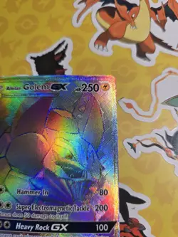 Mint Alolan Golem GX (Secret) 113/111 Crimson Invasion Holo Pokemon Card - Image 5