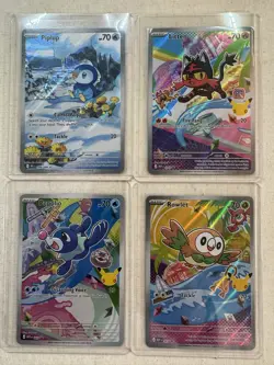 Pokemon Piplup Rowlet Popplio Litten Holo 4 Card Lot PFL EN 2025 English - Image 1
