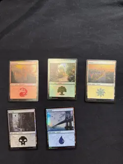 MTG Marvel Spider-Man Mana Foil Land Set Plains Island Swamp Mountain Forest - Image 1