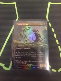 MTG Magic The Gathering Compy Swarm Foil REX Borderless Dinosaur Jurassic Park - Image 1