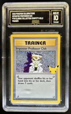 2021 Pokemon SWSH Celebrations Imposter Professor Oak Classic #73/102 GMA 10 - Image 1