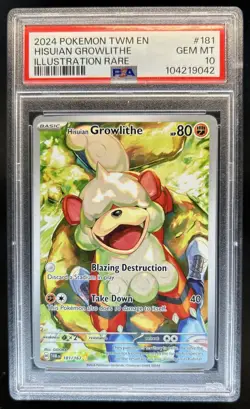 2024 Pokemon Twilight Masquerade Hisuian Growlithe #181/167 PSA 10 GEM MINT - Image 1